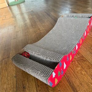 Cat Scratcher with Red and Green Holiday Design